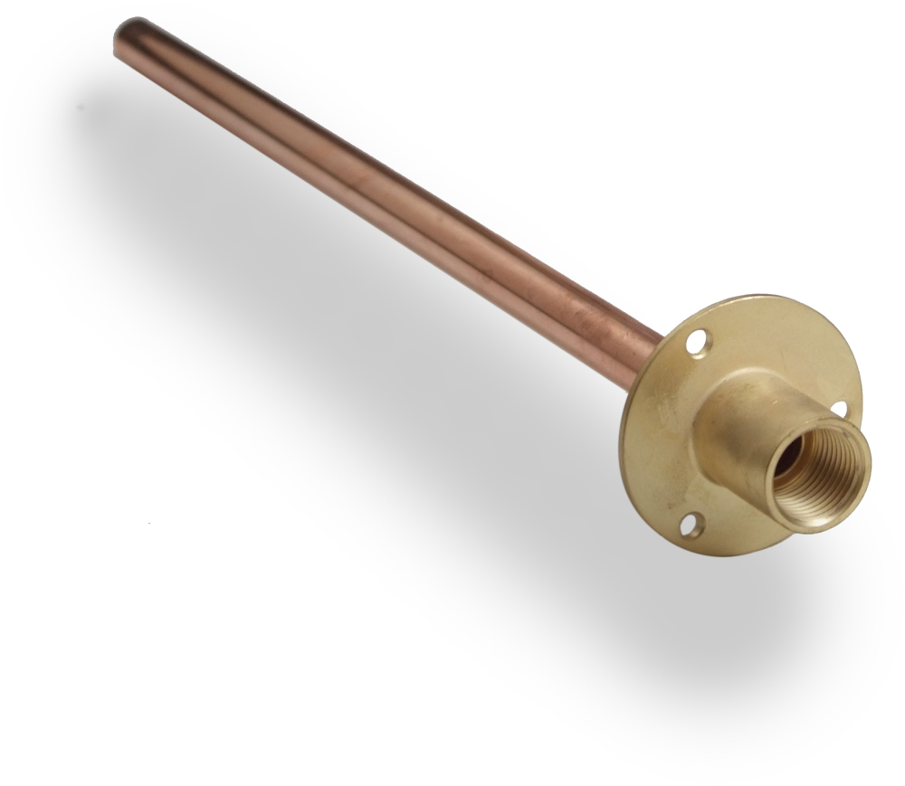 GENBRA Wall Plate With 600mm Copper Tube (Brass) 15mm X 1/2" - BFWPT60