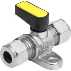 Straight Mini Ball Valves Compression c|w Wall Plate