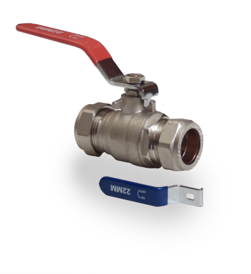 1" Red & Blue Lever Ball Valve F x F