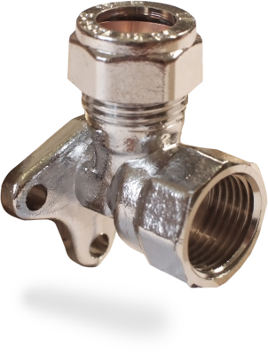 15mm x 1/2" Comp Chrome Wall Plate Elbow