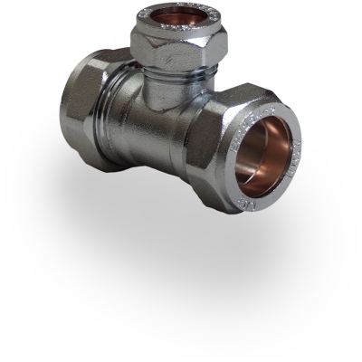 22mm x 15mm x 15mm Comp Chrome Reducing Tee
