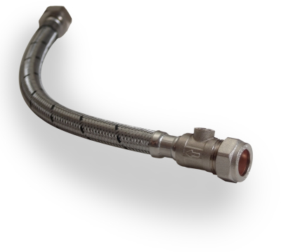 22mm x 3/4Inch x 30cm Flexi Tap Connector -12.5mm c/w Isolation Valve